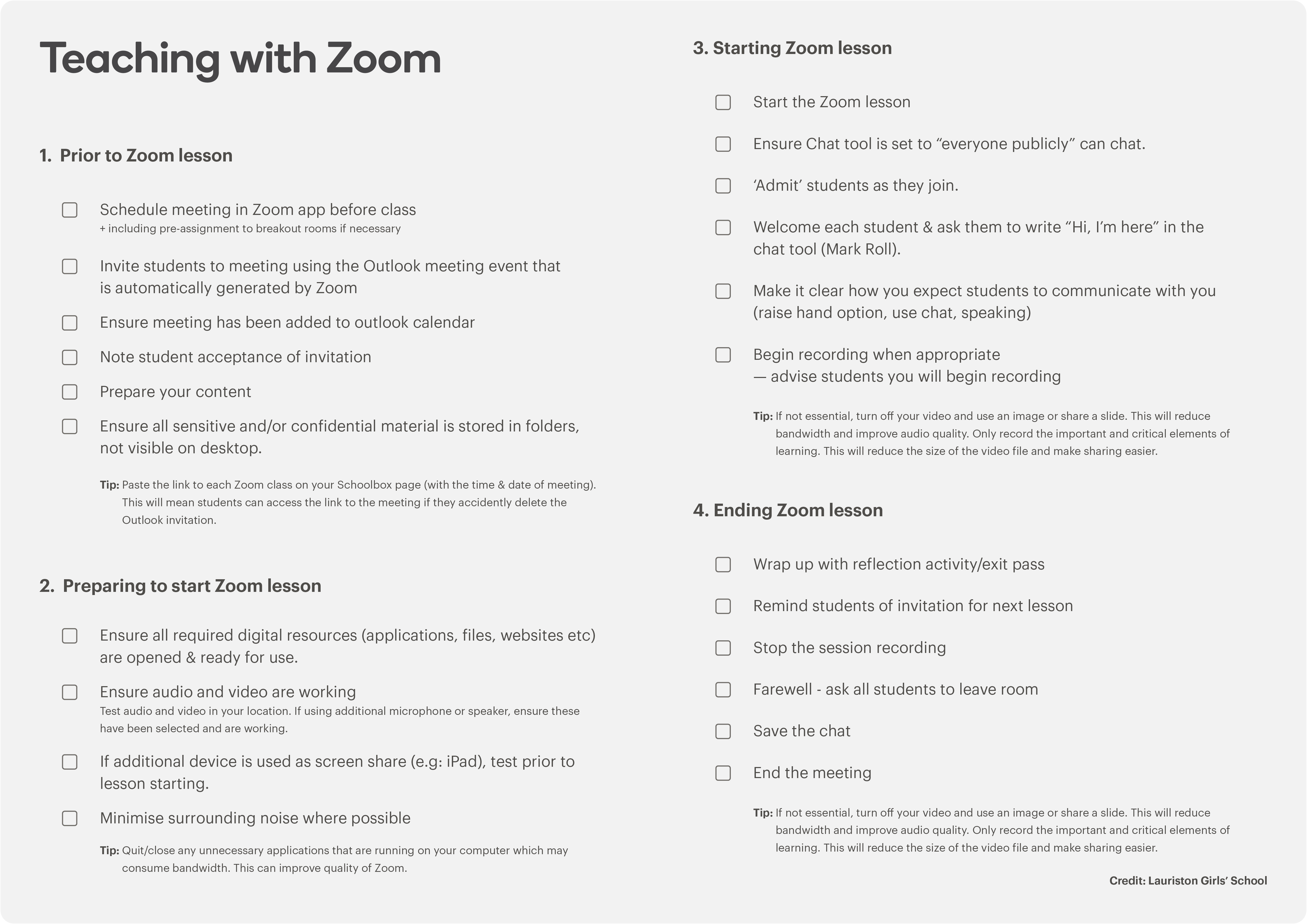 Remote Learning Checklist The experience at Lauriston Girls’ School of remote learning ...